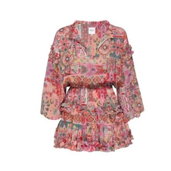 Misa Los Angeles “Elena” Long Sleeve Palazzo Tile Tiered Mini Dress – XS NWT! - Picture 2 of 7